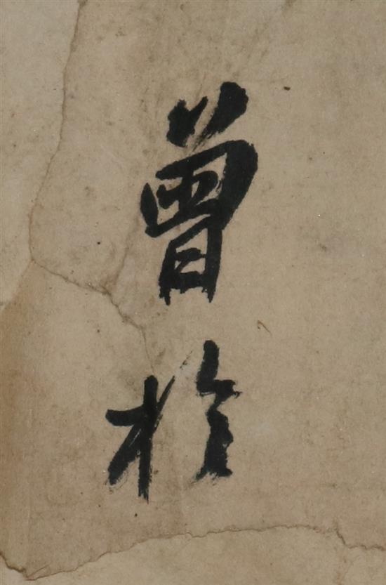 A Chinese ink painted hand scroll, 18th century, 32cm x 391.5cm, old repairs